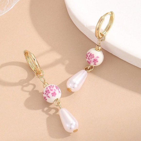 Multicolor Sexy Women's Style Faux Pearl Ceramic Pendant Earrings - Picture 6 of 11